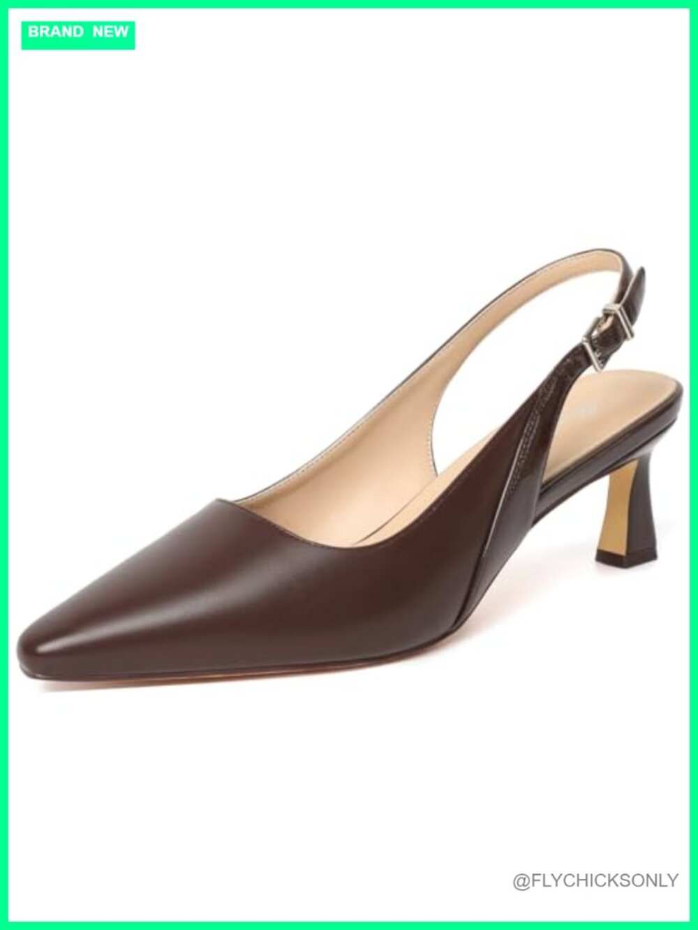 Kitten Heels Slingback Pointed Closed Toe PU Leather Pumps Wedding Party